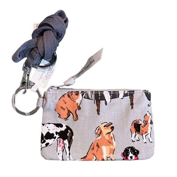 Vera Bradley Dog Show Zip ID and Lanyard Gray - Picture 1 of 6